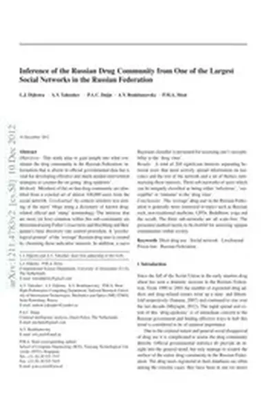 Inference of the Russian drug community from one of the largest social networks in the Russian Federation