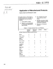 NASA Technical Reports Server (NTRS) 19930007713: Application of manufactured products