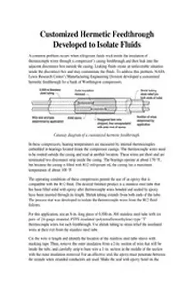 NASA Technical Reports Server (NTRS) 20050194722: Customized Hermetic Feedthrough Developed to Isolate Fluids