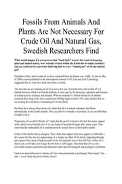Petroleum Oil Not From Fossils Swedish Researchers Find Abiotic nwo illuminati freemasons