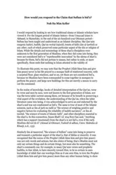 Response to the claim that Sufism is bida