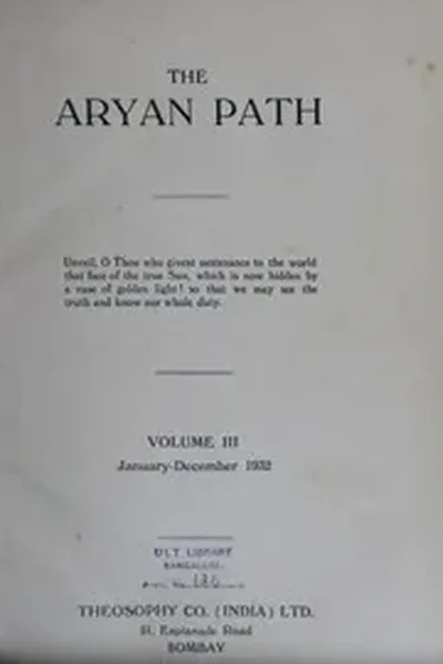 The Aryan Path Vol-III No-1