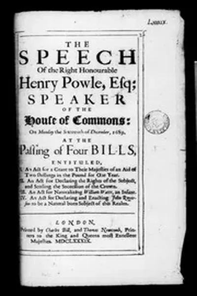 The speech of the right honourable, ... 1689