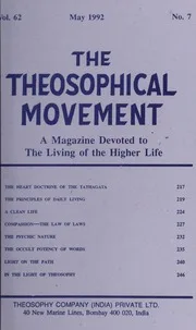 The Theosophical Movement Vol-62 , No-7, May1992