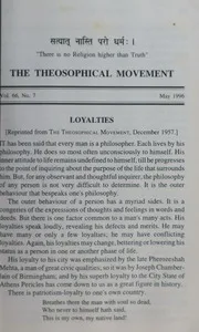 The Theosophical Movement Vol-66 No-7 May-1996