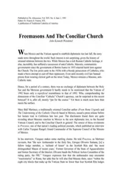 Weiskittel Freemasons And The Conciliar Vatican II Church nwo illuminati