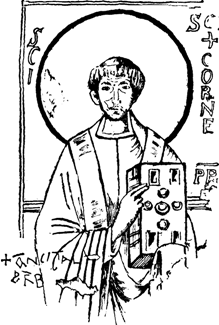 Portrait of Pope Cornelius; from a fresco near his grave.