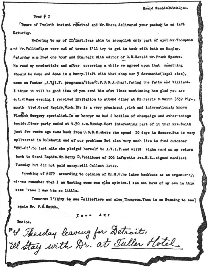 Letter written by secret agent No. 31