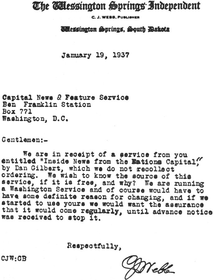 Letter from a small-town newspaper