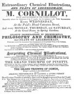 Reproduction of a handbill distributed on the streets of London in September, 1822. The orange-tree trick is on the bill under the name of “Enchanted Garden.” From the Harry Houdini Collection.