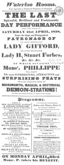Poster used by Phillippe during his Edinburgh engagement in 1838, featuring “The Infernal Bottle.” From the Harry Houdini Collection.