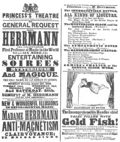A Compars Herrmann programme of 1848 in which suspension is featured. From the Harry Houdini Collection.