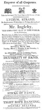 Ingleby handbill, dated 1808. From the Harry Houdini Collection.