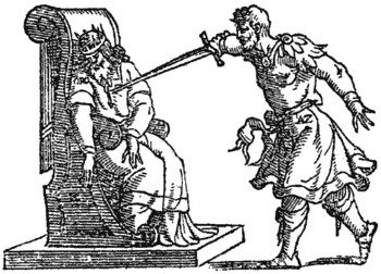 Son stabbing his father