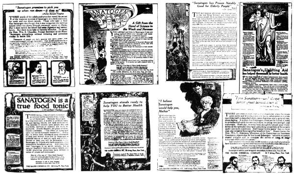 Specimens of Sanatogen advertising