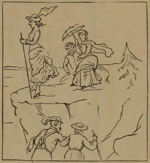 Group of ladies and gentlement on a mountaintop