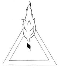 A flame coming out of a pyramid