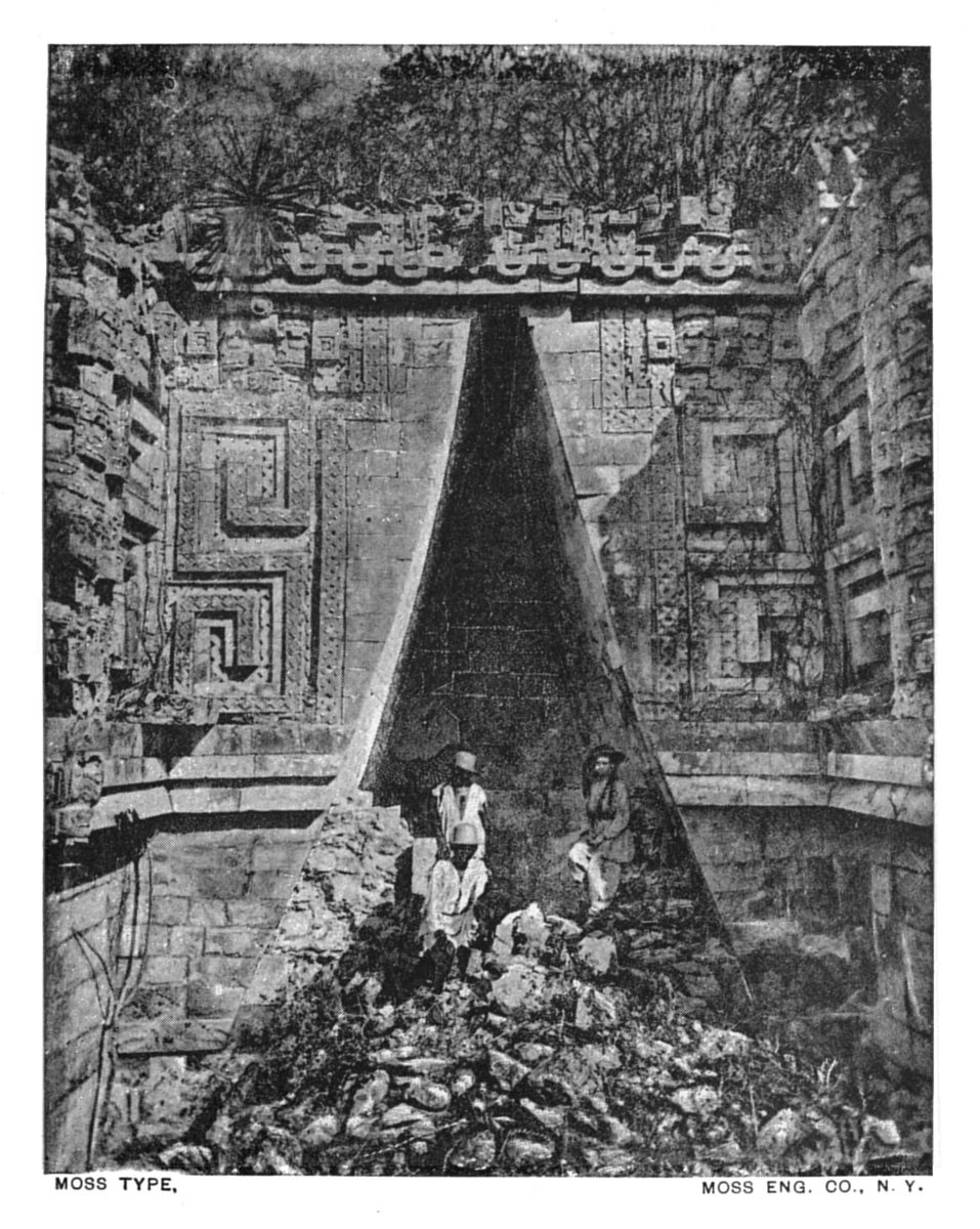 Local people in carved doorway - not     mentioned in the List of Illustrations