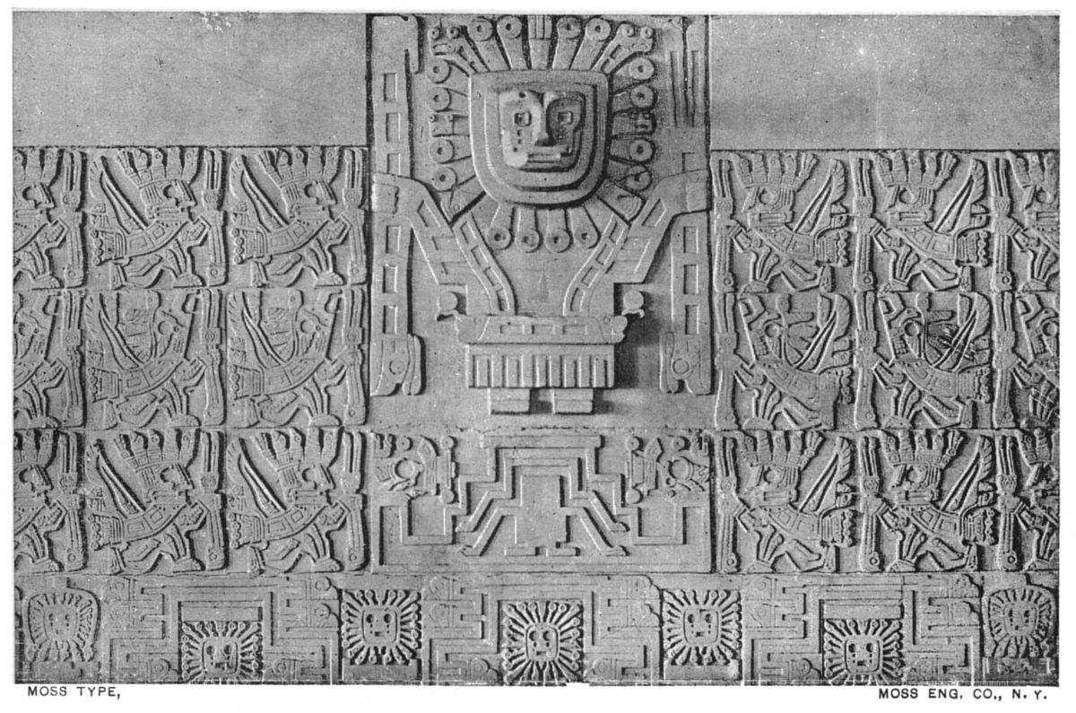 Sculptures on monolith gate at     Tiahuanuco, Bolivia