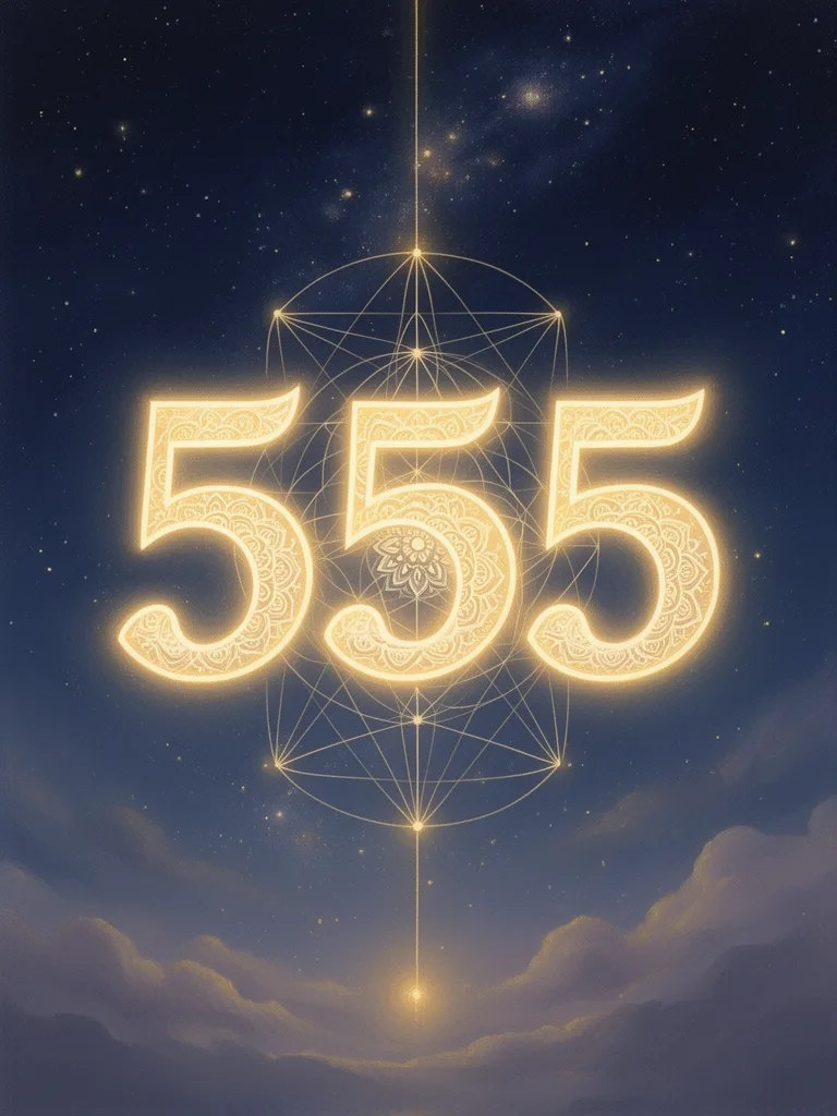 555 Angel Number esoteric meaning illustration