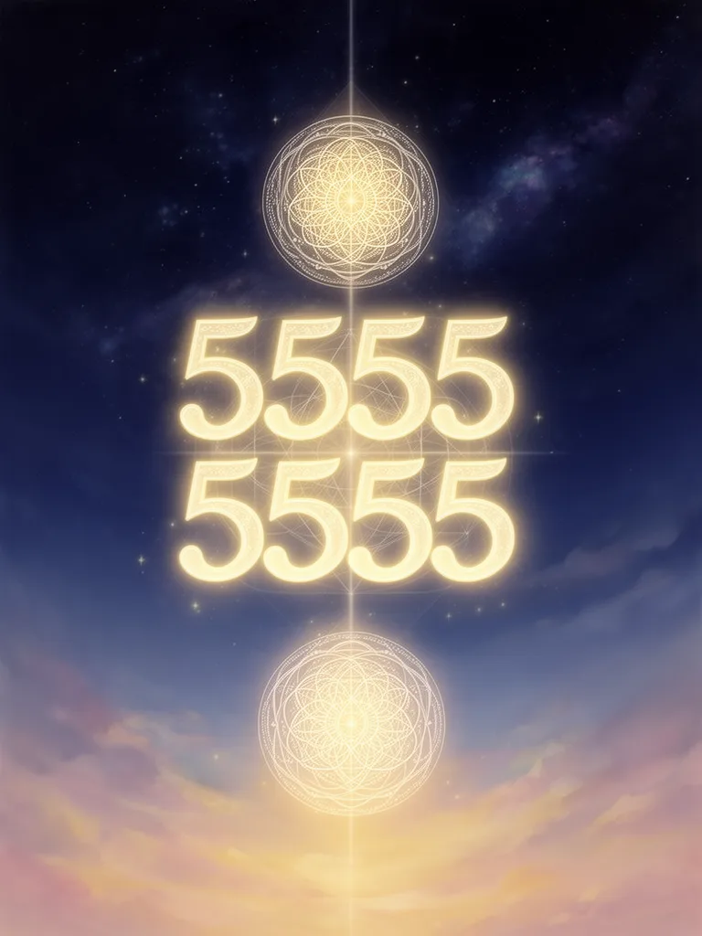 5555 Angel Number esoteric meaning illustration