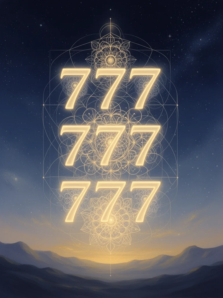 7777 Angel Number esoteric meaning illustration