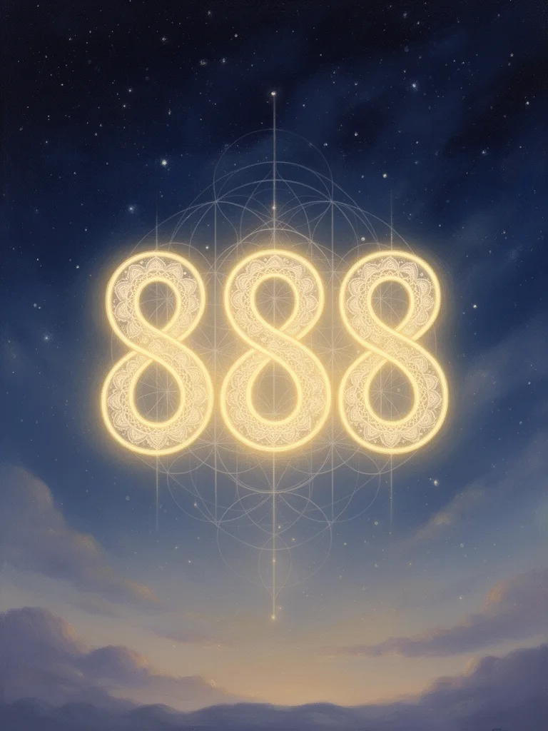 888 Angel Number esoteric meaning illustration