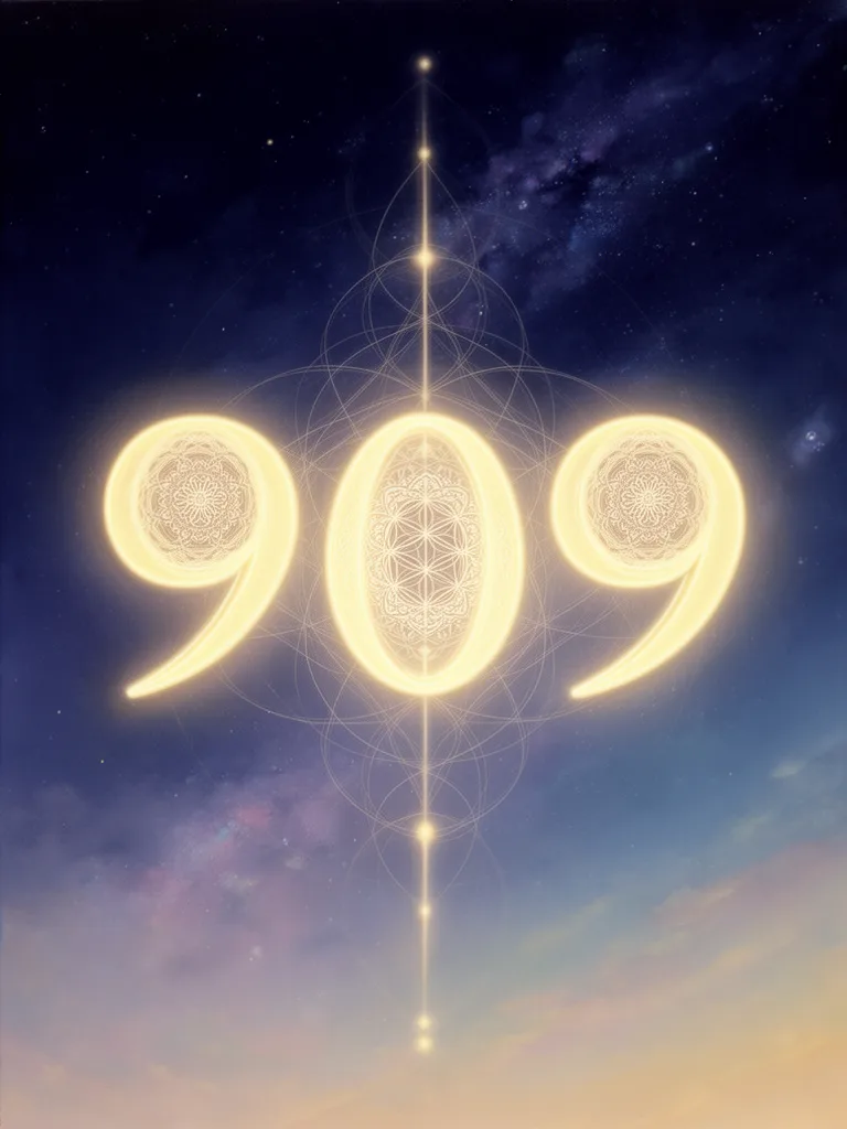 909 Angel Number esoteric meaning illustration