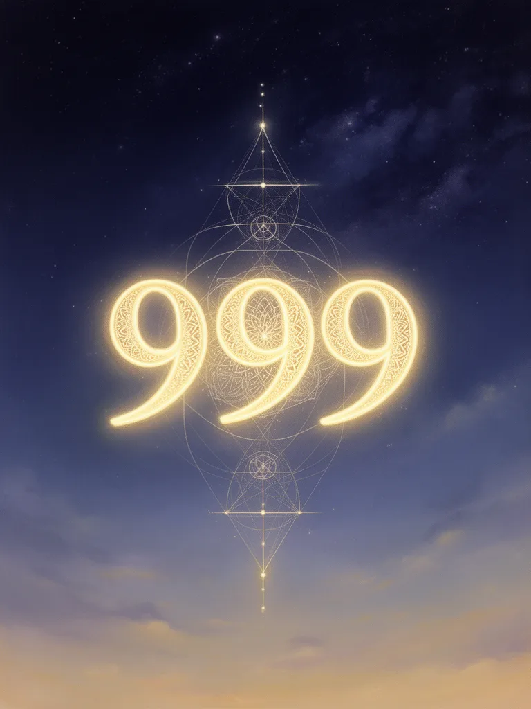 999 Angel Number esoteric meaning illustration