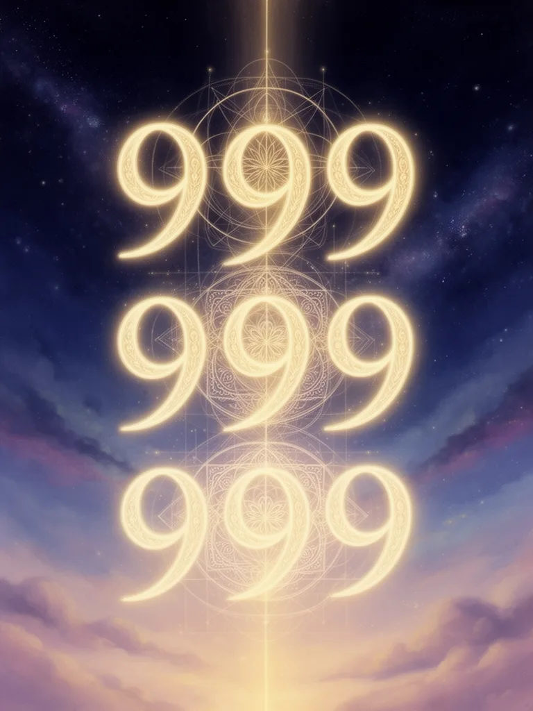 9999 Angel Number esoteric meaning illustration