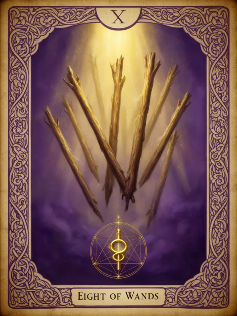 Eight of Wands esoteric meaning illustration