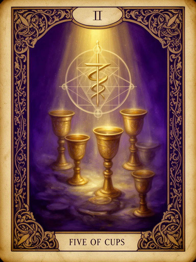 Five of Cups esoteric meaning illustration