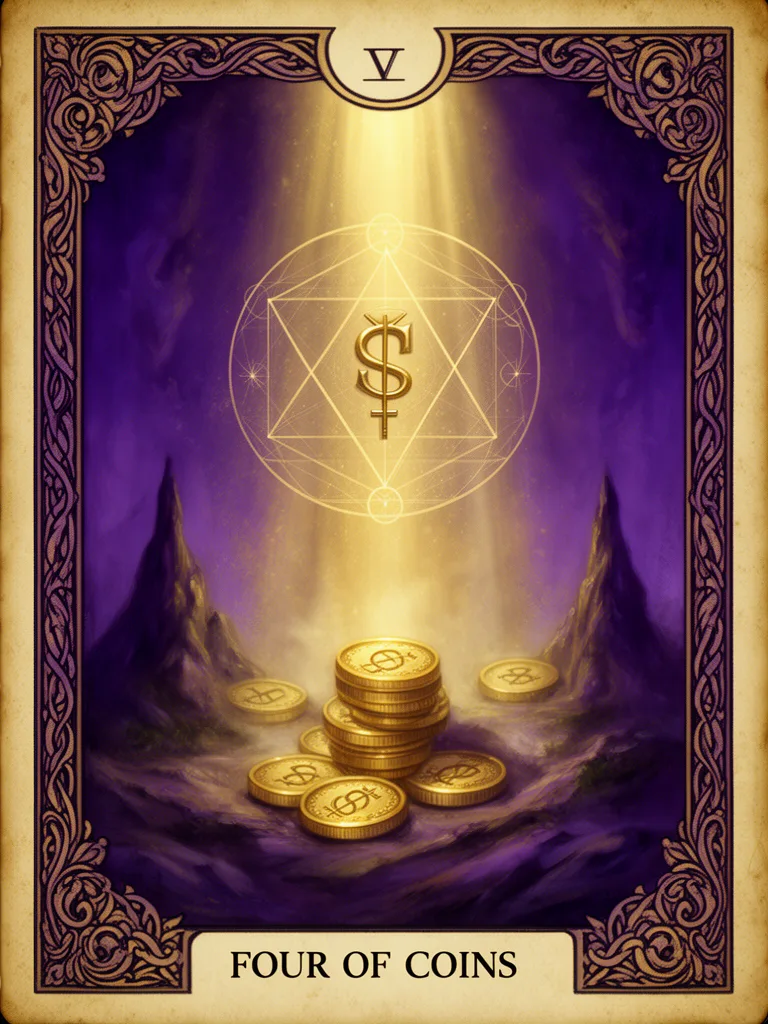 Four of Coins esoteric meaning illustration
