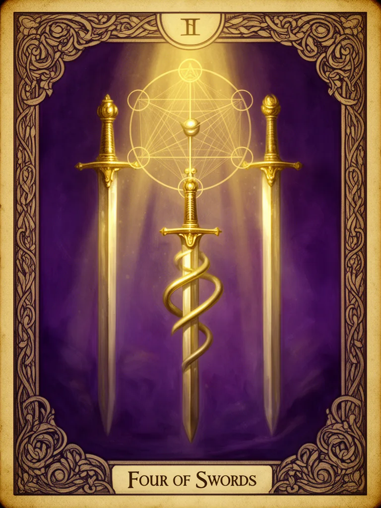 Four of Swords esoteric meaning illustration