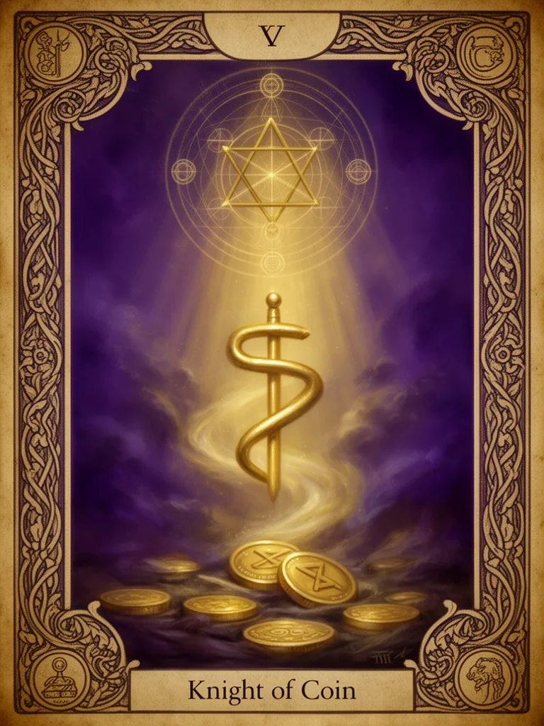 Knight of Coins esoteric meaning illustration